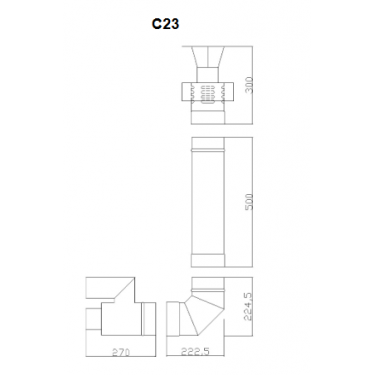 Sonniger system kominowy TYP C23 tylno-pionowy 80/125