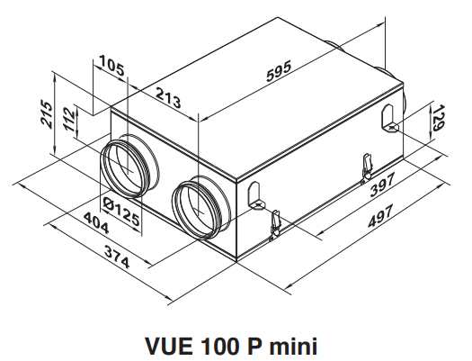 Rekuperatory Vents VUE 100 P mini A3 wymiary